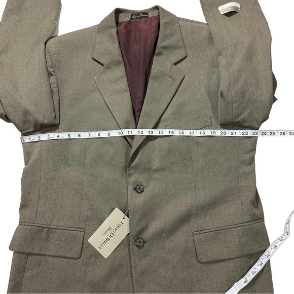 Tassio Di Biella Primo Men Green Tan 2-Button Suit Jacket Sz 44S Wool Blend NWT - Picture 6 of 12